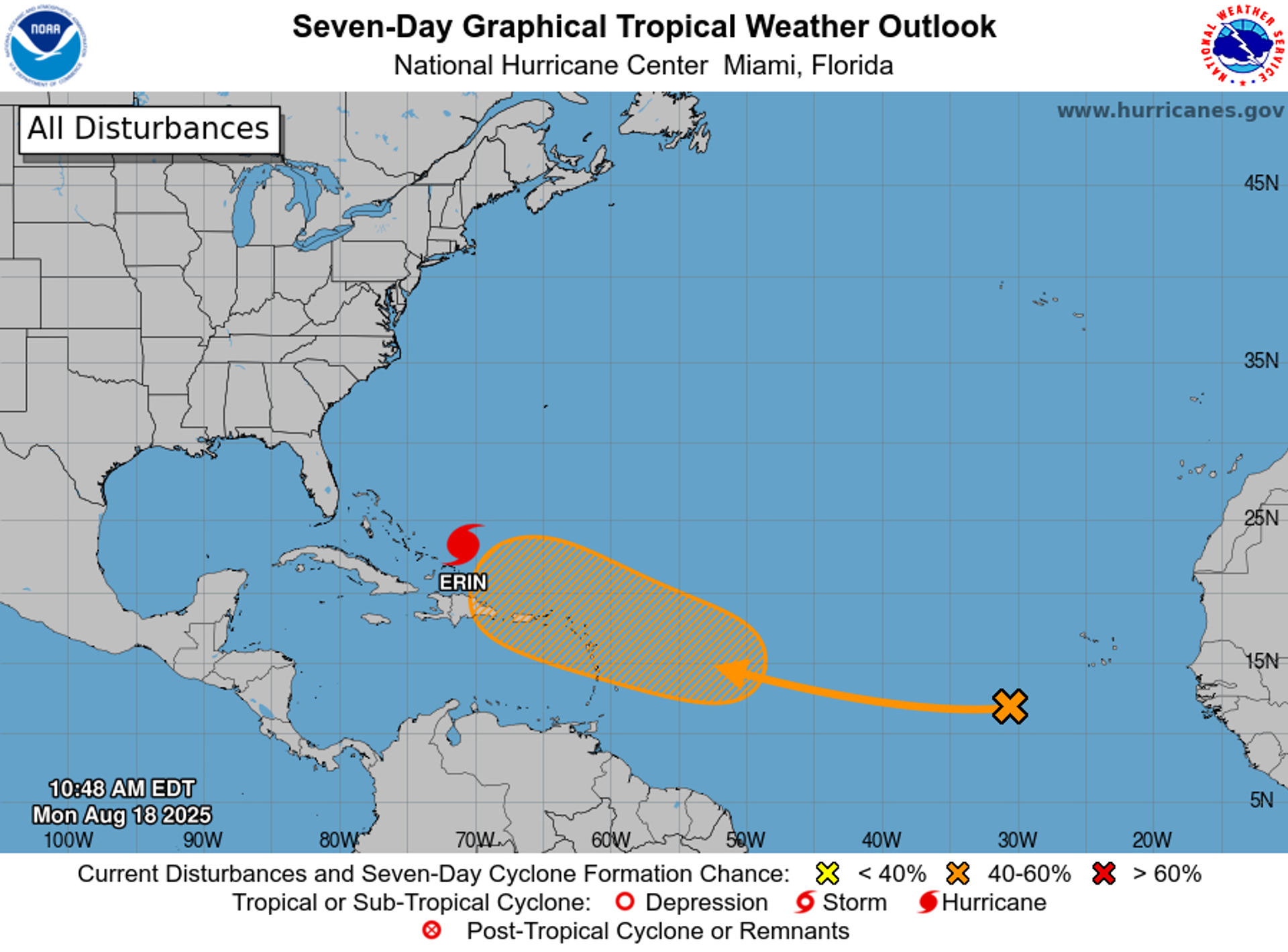 Huracán Erin se fortalece y amenaza a Bahamas y Carolina del Norte