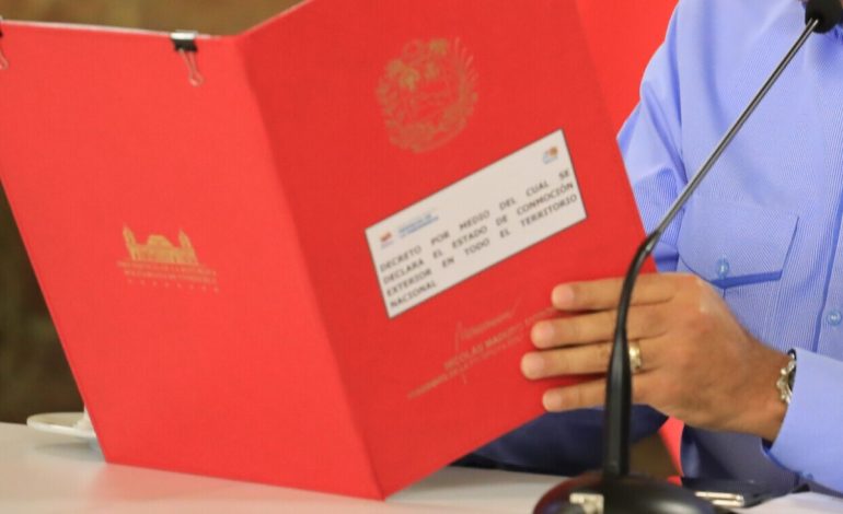 Venezuela decreta estado de conmoción exterior