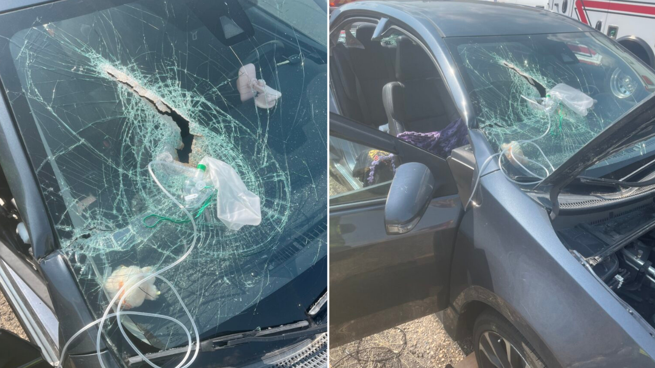 Grave accidente: barra atraviesa parabrisas y hiere a pasajera