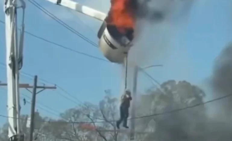 Impactante accidente con canasta en fuego