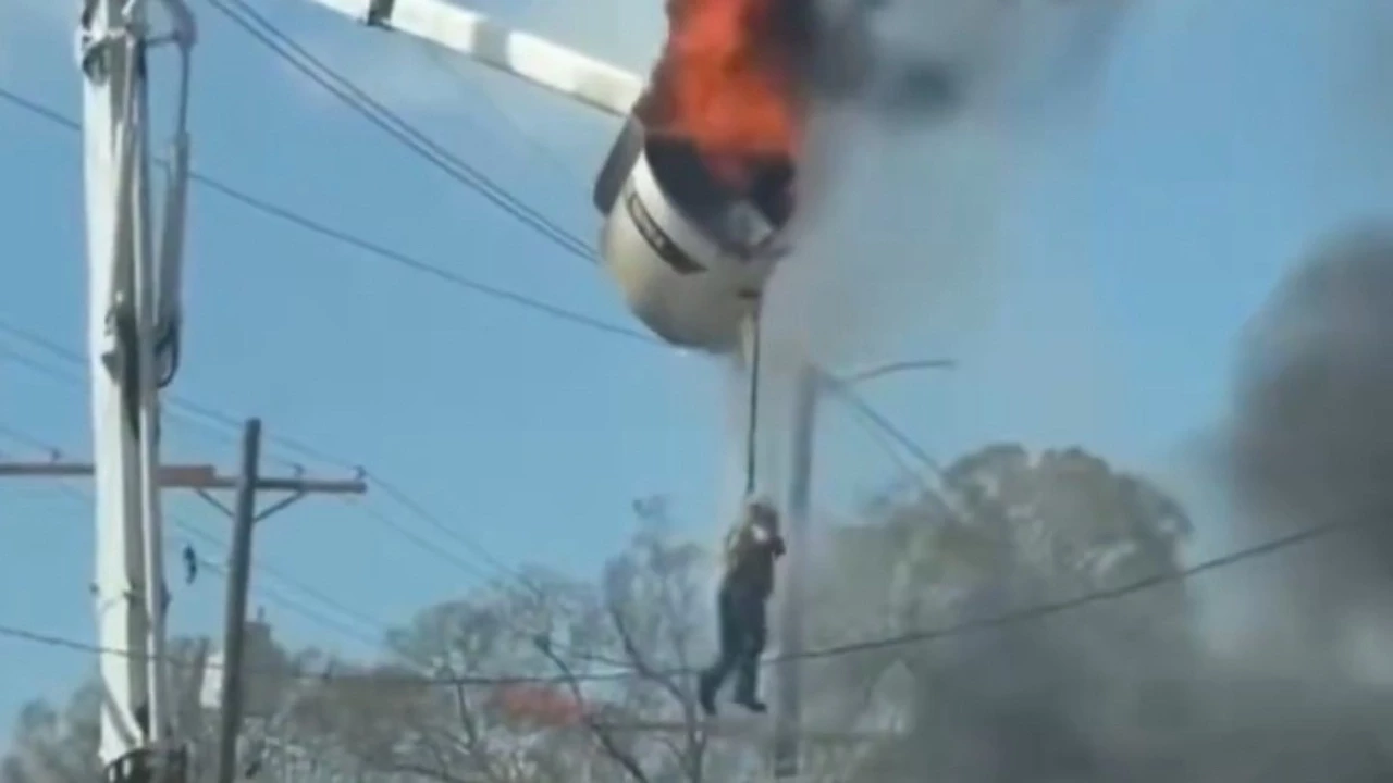 Impactante accidente con canasta en fuego