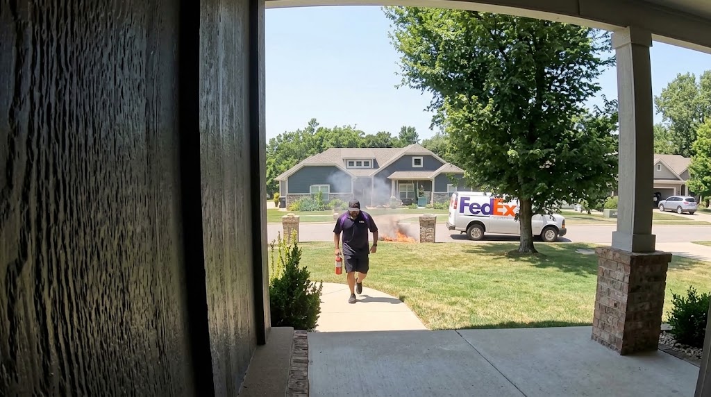 Furgoneta de FedEx provoca incendio en jardín de Oklahoma