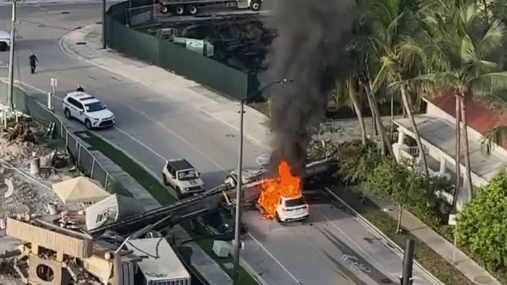 Colapso de grúa en Miami causa caos y lesionados
